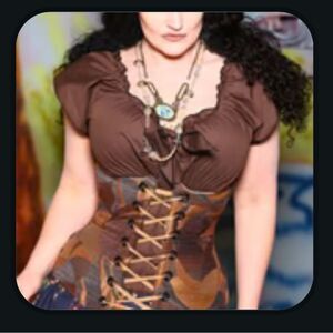 Damsel in this Dress Brown Neutral Rugged Landscape Wench Corset NWT Size 42"